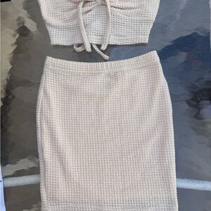 Neutral Knit Pencil Skirt - Women's Cream Skirt
